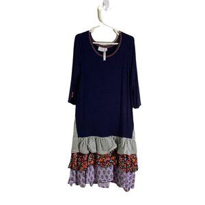 Matilda Jane Big Kids Navy Ruffled Tiered Dress Size 8